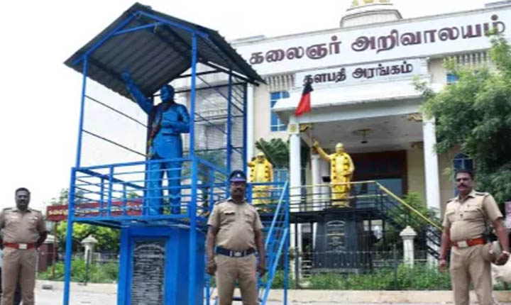 Police security for statues of leaders: விழுப்புரம் மாவட்டத்தில் தலைவர்களின் சிலைகளுக்கு போலீஸ் பாதுகாப்பு