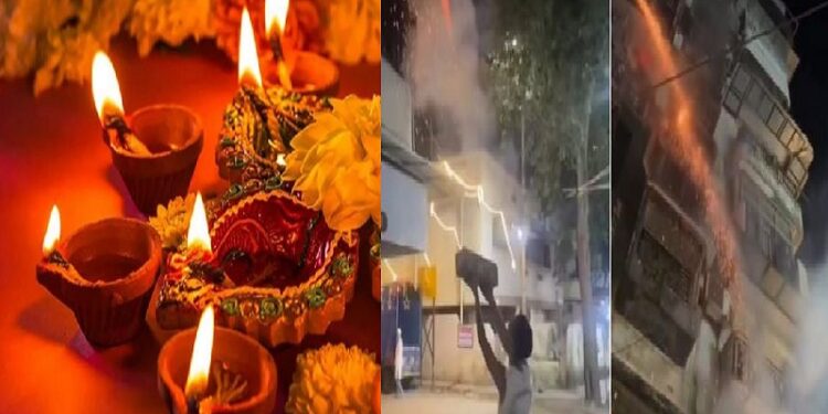 Diwali Festival 2022 : கேளிக்கைக்காக அப்பார்ட்மென்ட் மீது ராக்கெட் வெடியை வீசிய மர்மநபர்: வீடியோ வைரல்