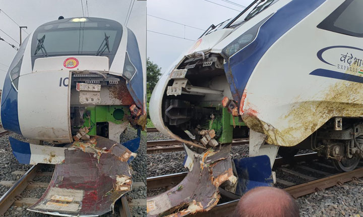 Vande Bharat Express train Damaged: வந்தே பாரத் ரயில் மாடுகள் மீது மோதி சேதம்