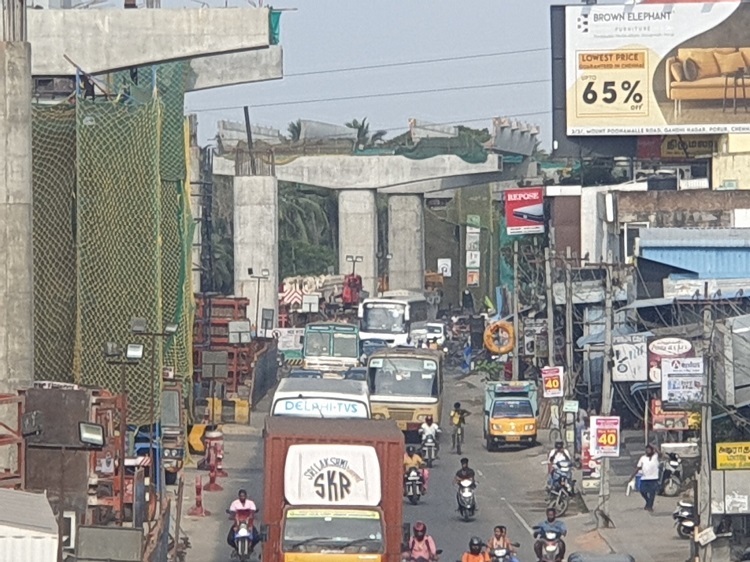 Traffic diversion in Poondamalli : மெட்ரோ ரயில் பணிகளுக்காக‌ பூந்தமல்லியில் போக்குவரத்து மாற்றம்