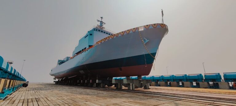 GRSE launched the 3rd Survey Vessel: இந்திய கடற்படையின் 3வது மிகப்பெரிய ஆய்வுக் கப்பல் தொடங்கி வைப்பு