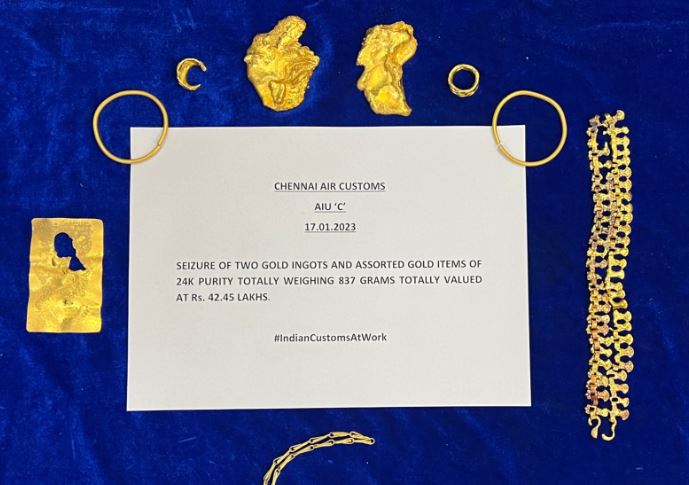 Seizure of 3.14 kgs of Gold: சென்னை விமான நிலையத்தில் ரூ.1.59 கோடி மதிப்புள்ள தங்கம் பறிமுதல்